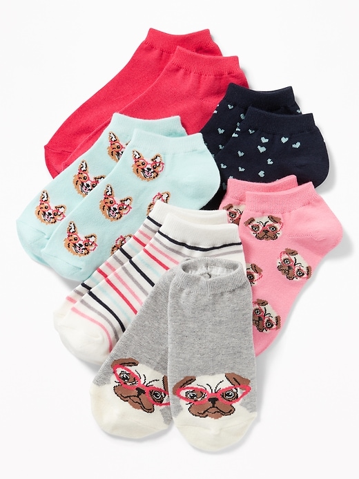 View large product image 1 of 1. Fashion No-Show Socks 6-Pack for Girls