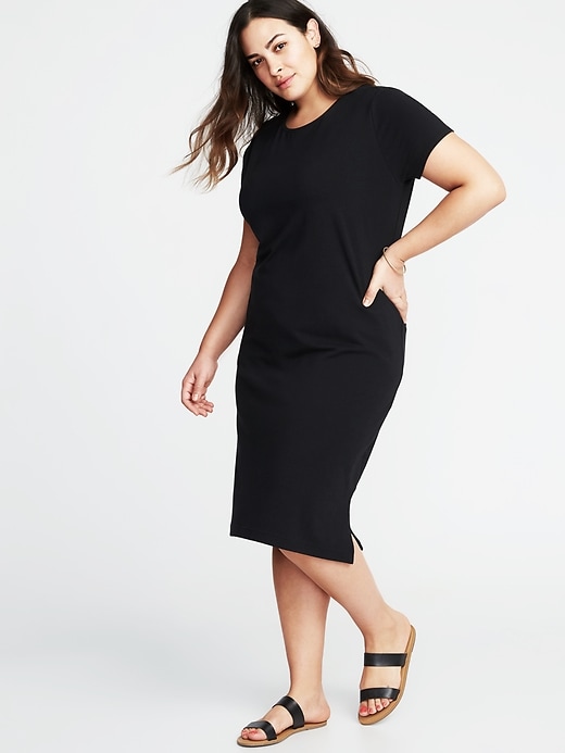 View large product image 1 of 1. Relaxed Plus-Size Midi Tee Dress