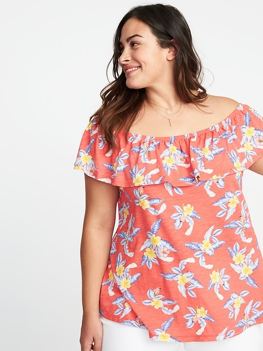Image number 1 showing, Plus-Size Ruffled Off-the-Shoulder Top
