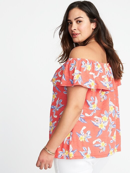 Image number 4 showing, Plus-Size Ruffled Off-the-Shoulder Top