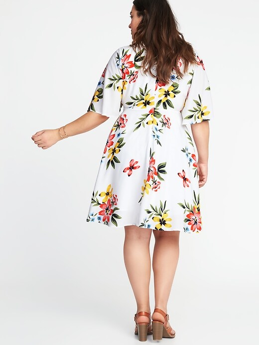 Image number 2 showing, Waist-Defined Plus-Size Wrap-Front Dress