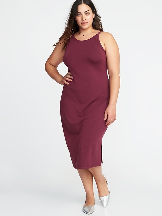 Image number 1 showing, High-Neck Plus-Size Bodycon Midi