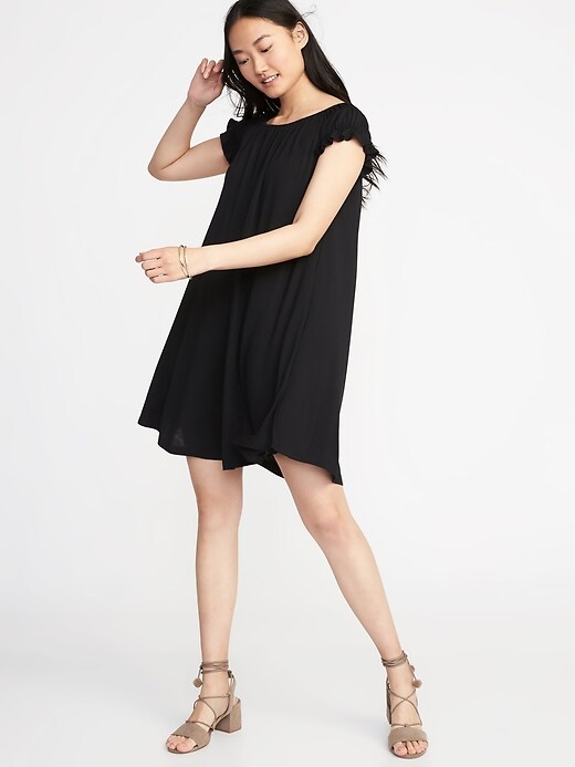 Image number 1 showing, Jersey Flutter-Sleeve Swing Dress for Women