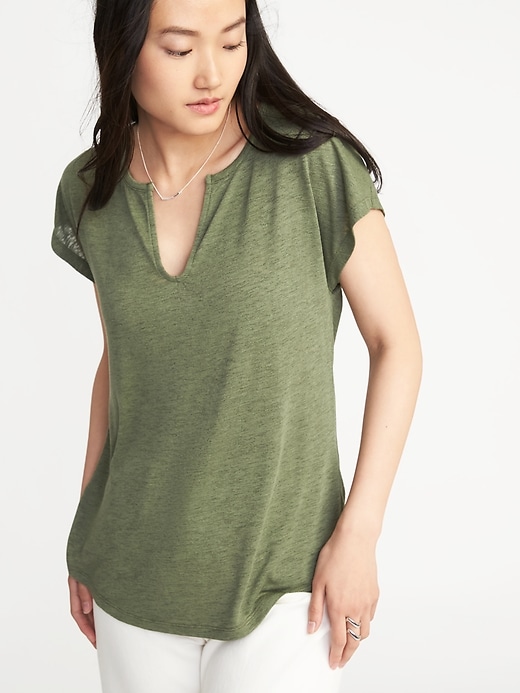 View large product image 1 of 1. Relaxed Split-Neck Tee for Women