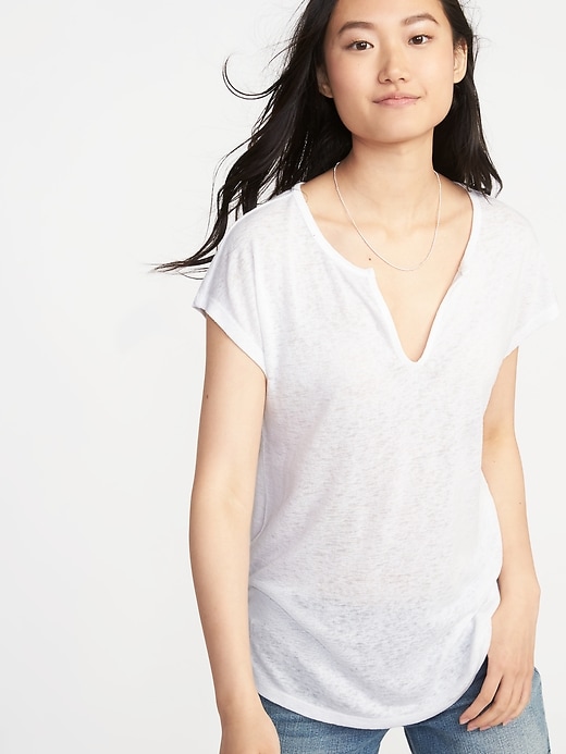 View large product image 1 of 1. Relaxed Split-Neck Tee for Women