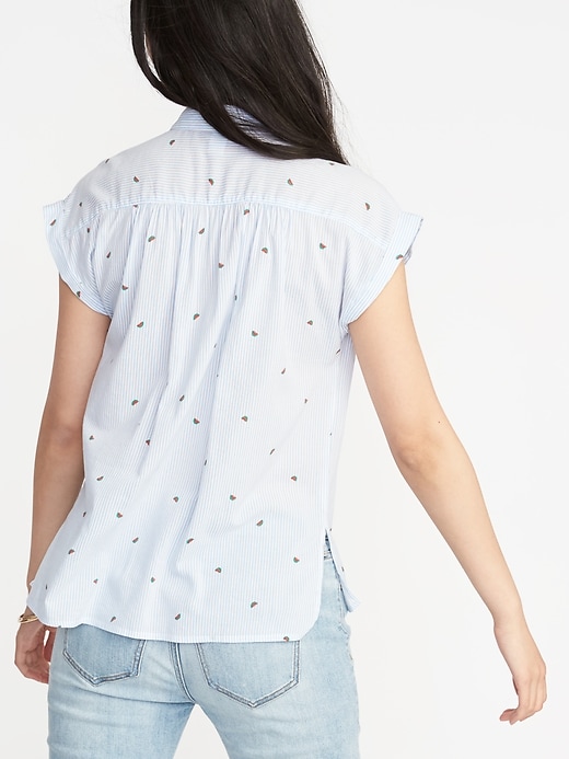 Relaxed Printed Button-Front Blouse for Women | Old Navy