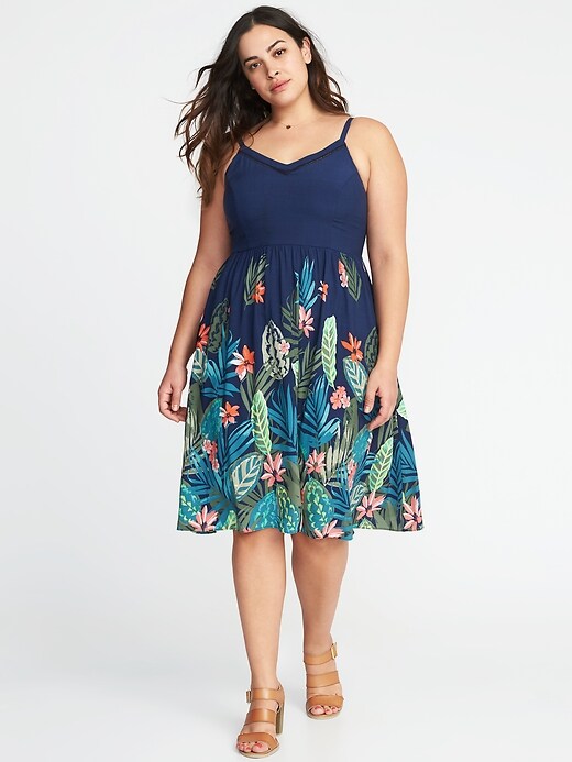 Image number 1 showing, Plus-Size Sleeveless Fit & Flare Cami Midi