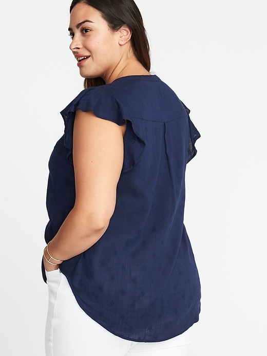 Image number 2 showing, Plus-Size Ruffle-Trim Popover Top