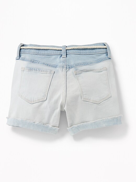 View large product image 2 of 3. Belted Dip-Dye Denim Midi Shorts for Girls