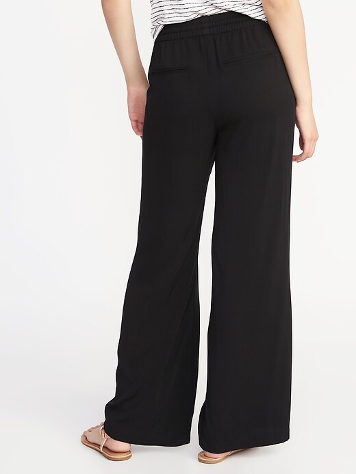 View large product image 2 of 3. Mid-Rise Wide-Leg Soft Pants for Women