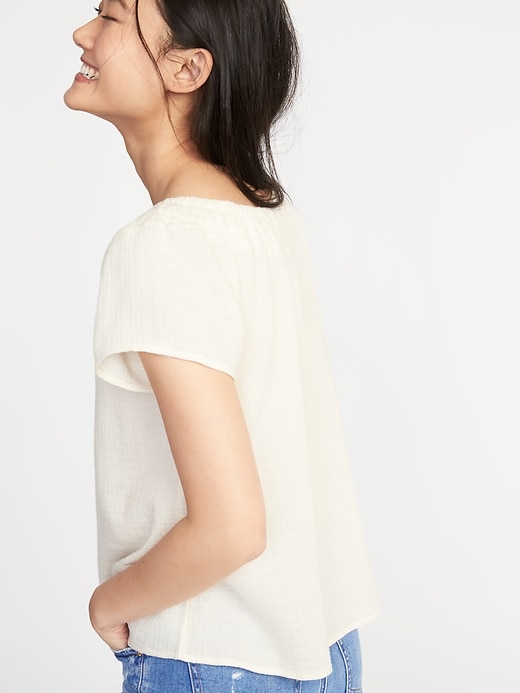 Image number 2 showing, Relaxed Smock-Neck Top for Women