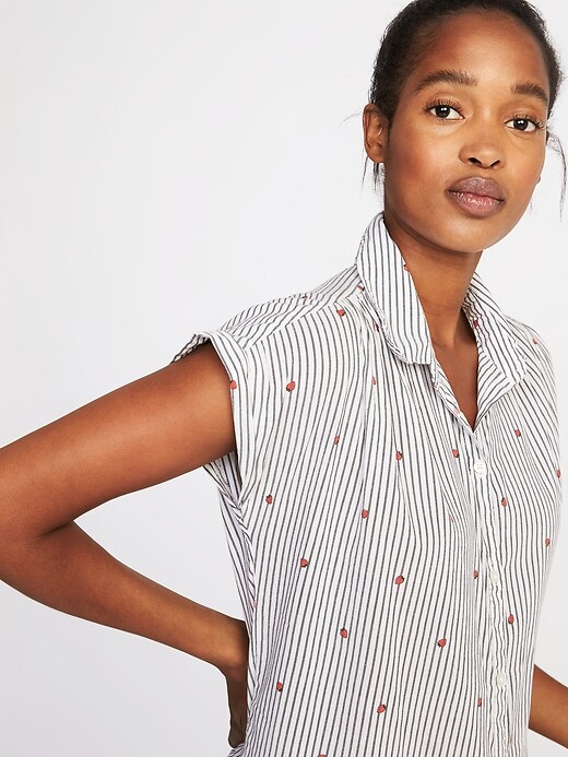 Image number 4 showing, Relaxed Strawberry-Print Shirt for Women