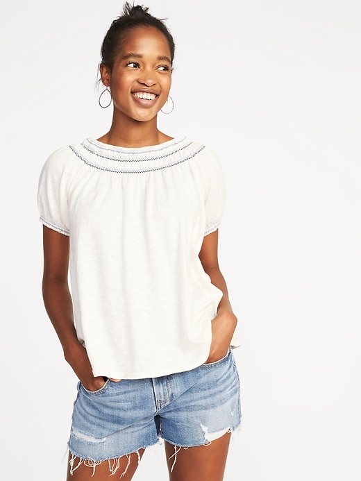 Image number 1 showing, Relaxed Bubble-Sleeve Top for Women