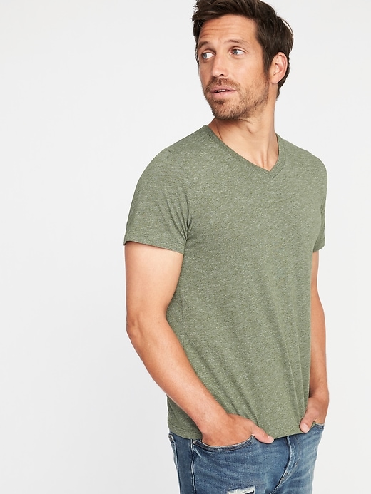 Image number 1 showing, Soft-Washed Slub-Knit V-Neck T-Shirt for Men