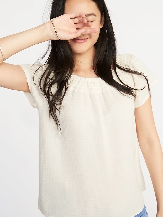 Image number 4 showing, Relaxed Smock-Neck Top for Women