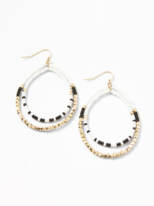 View large product image 1 of 2. Beaded Tiered-Hoop Earrings for Women