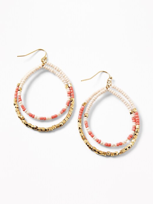 View large product image 1 of 1. Beaded Tiered-Hoop Earrings for Women