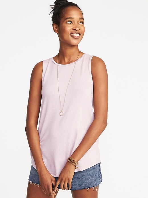 Image number 4 showing, Luxe Soft-Spun High-Neck Swing Tank for Women