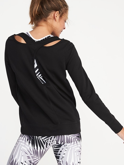 View large product image 1 of 1. Relaxed French-Terry Keyhole-Back Sweatshirt for Women