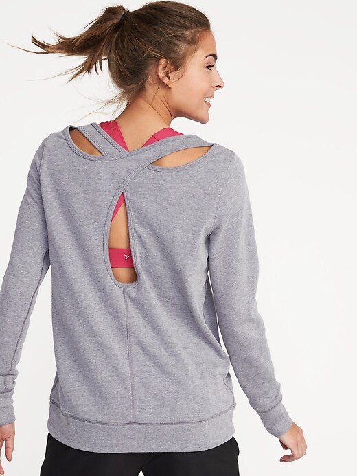 Image number 2 showing, Relaxed French-Terry Keyhole-Back Sweatshirt for Women