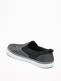 View large product image 3 of 3. "Epic" Herringbone-Canvas Slip-Ons for Boys