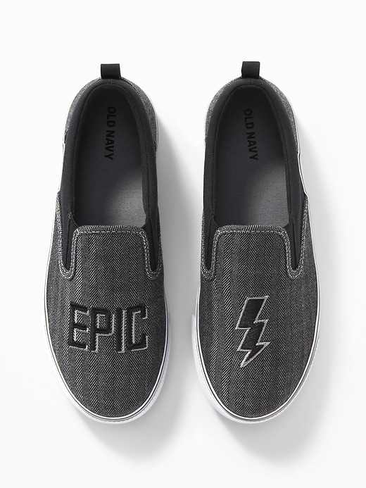 View large product image 1 of 3. "Epic" Herringbone-Canvas Slip-Ons for Boys