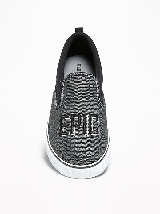 View large product image 2 of 3. "Epic" Herringbone-Canvas Slip-Ons for Boys