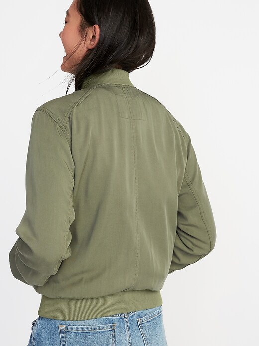 Image number 2 showing, Lightweight Twill Bomber Jacket for Women