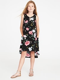 View large product image 3 of 3. Sleeveless Floral Hi-Lo Dress for Girls