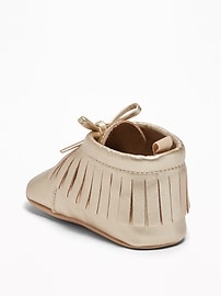 View large product image 3 of 4. Metallic Faux-Leather Moccasins for Baby