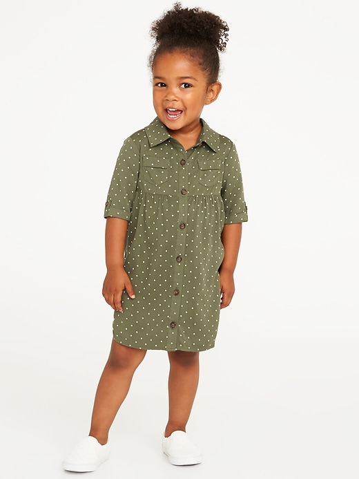 View large product image 1 of 1. Printed Twill Shirt Dress for Toddler Girls