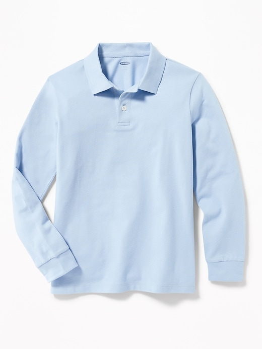View large product image 1 of 1. Built-In Flex Long-Sleeve Uniform Pique Polo For Boys