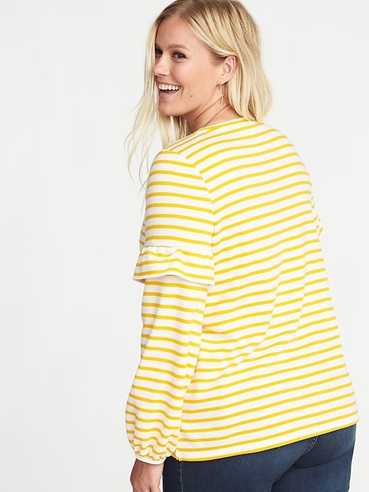 Image number 2 showing, French-Terry Plus-Size Ruffle-Sleeve Sweatshirt