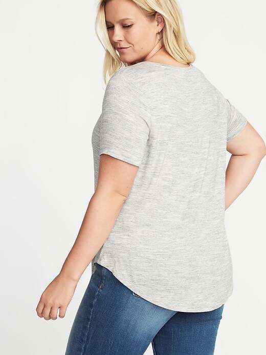 Image number 2 showing, Luxe Curved-Hem Plus-Size V-Neck Tee