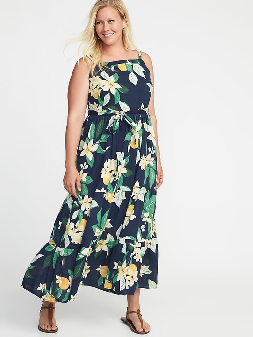 Tie-Belt Plus-Size Tiered Maxi Dress | Old Navy