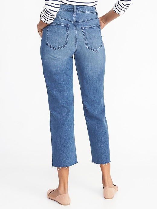 View large product image 2 of 3. High-Rise Wide-Leg Cropped Jeans for Women