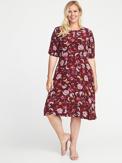 Image number 1 showing, Plus-Size Fit & Flare Midi Dress