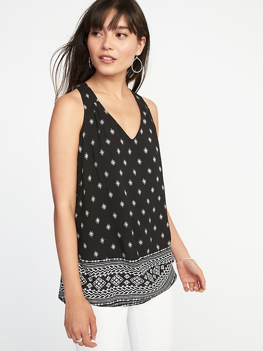 Image number 1 showing, Relaxed Sleeveless Cutout-Back Top for Women
