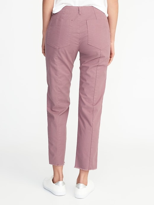 View large product image 2 of 2. Mid-Rise Raw-Edge Utility Chinos for Women