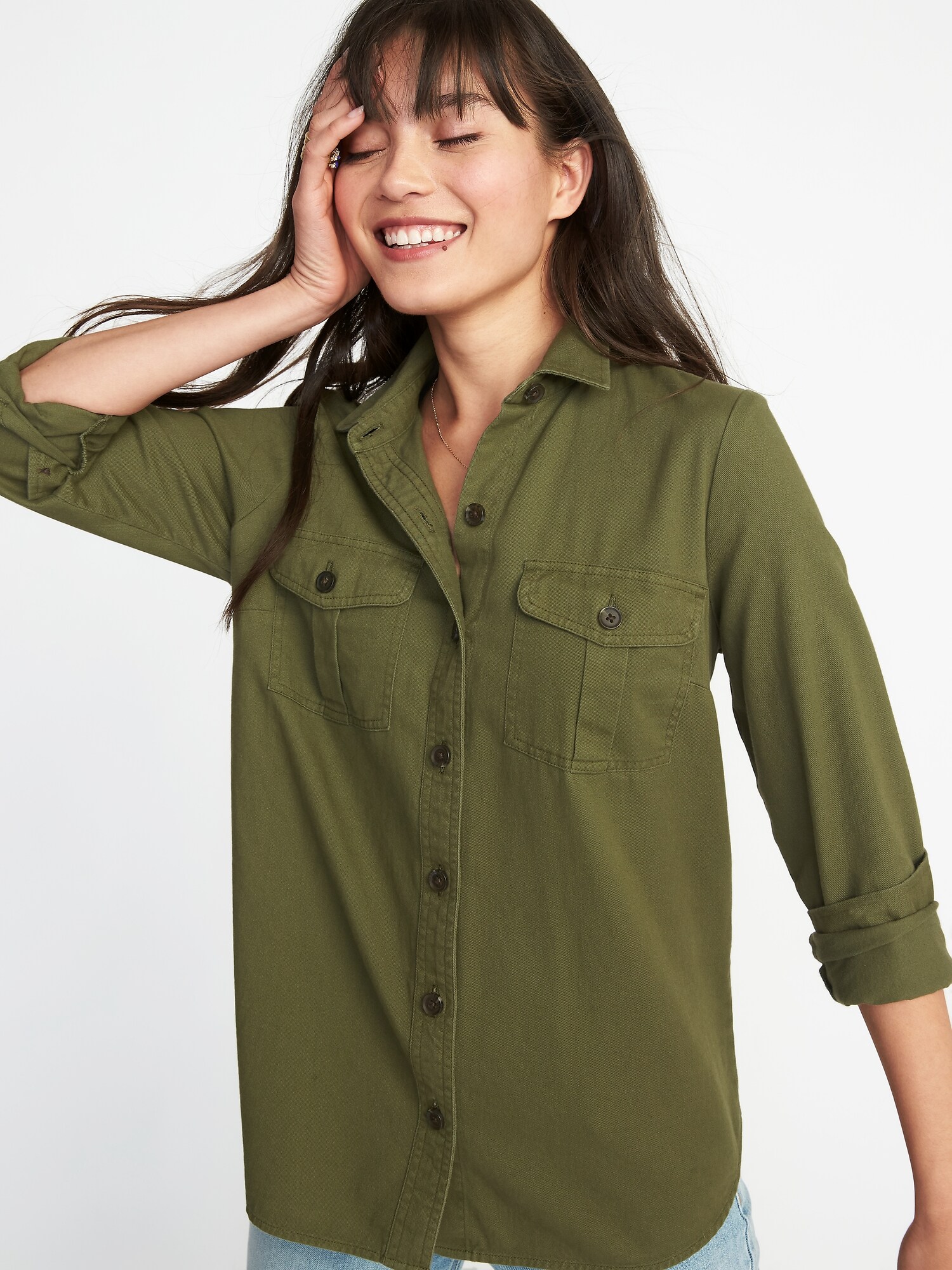 Relaxed Utility Shirt Jacket for Women