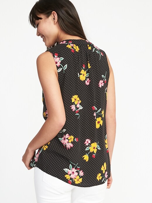 Image number 2 showing, Relaxed Printed Tie-Neck Tank for Women