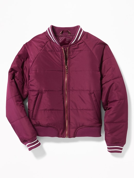 View large product image 1 of 3. Lightweight Quilted Bomber Jacket for Girls