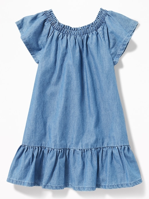 View large product image 2 of 3. Ruffle-Trim Chambray Dress for Toddler Girls