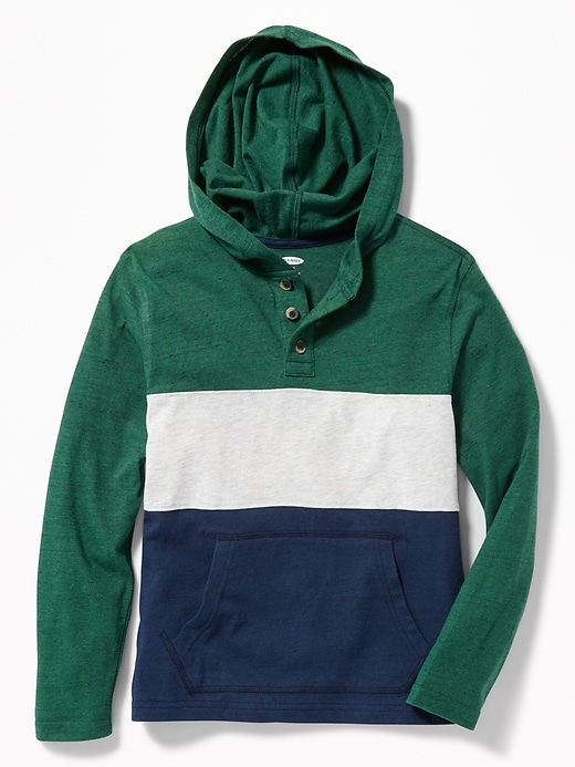 View large product image 1 of 3. Color-Blocked Henley Hoodie For Boys