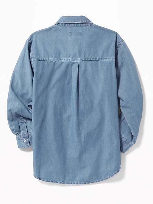 View large product image 2 of 3. Chambray Boyfriend Tunic Shirt for Girls
