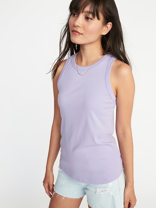 Image number 4 showing, Slim-Fit High-Neck Sleeveless Tee for Women