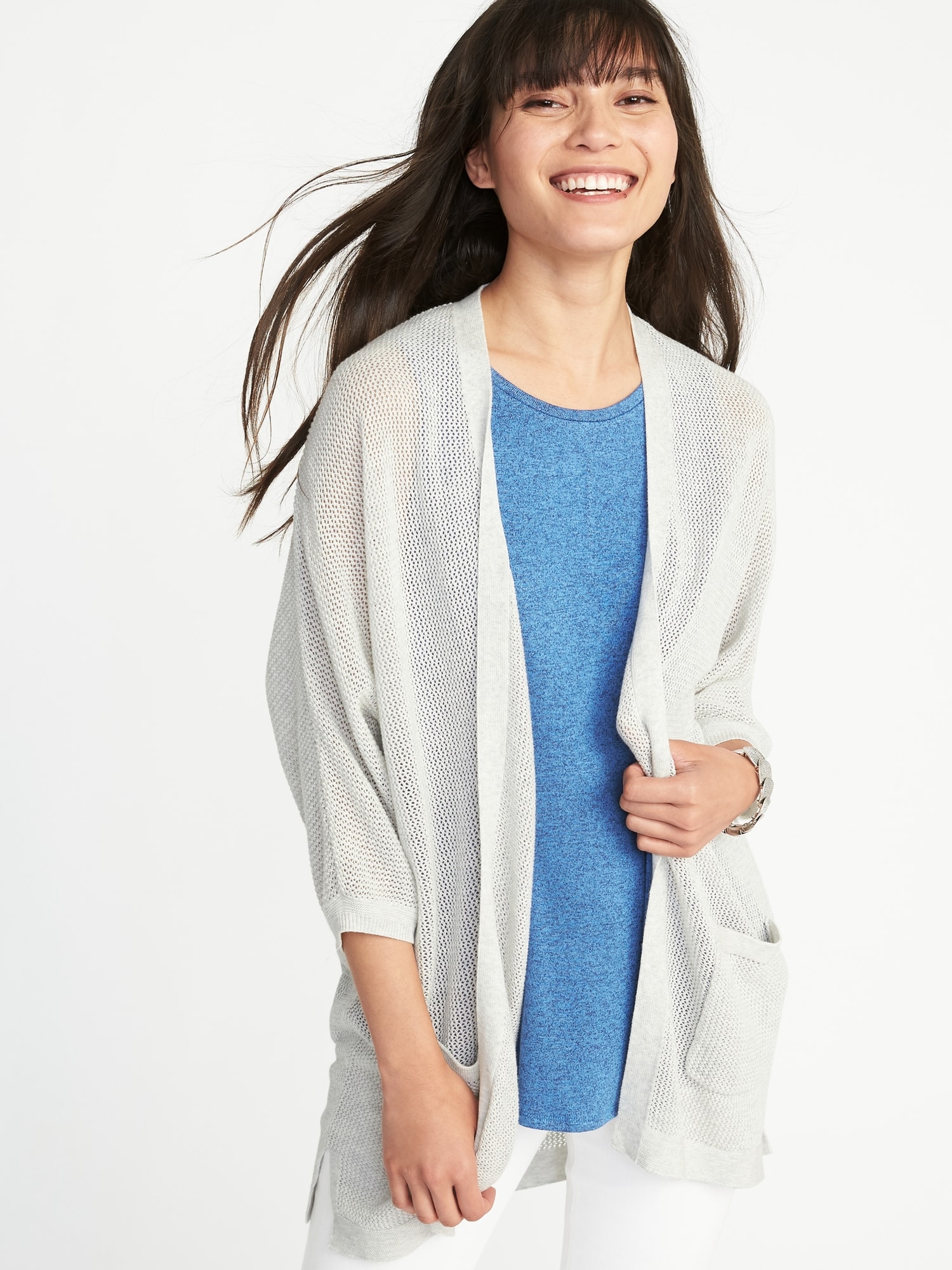 Textured-Knit Dolman-Sleeve Open-Front Sweater for Women | Old Navy