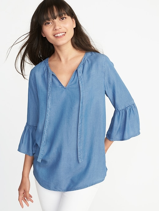 Image number 1 showing, Relaxed Bell-Sleeve Top for Women