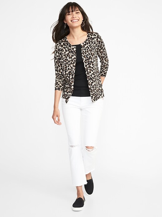 Image number 3 showing, Patterned Crew-Neck Cardi for Women