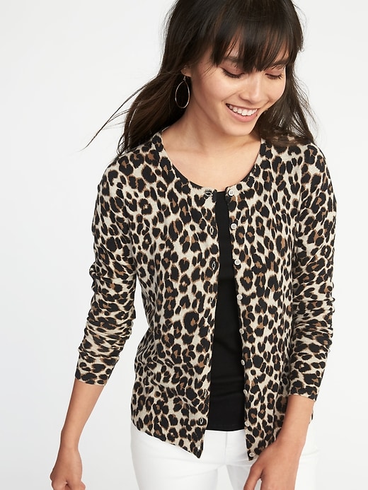 Image number 4 showing, Patterned Crew-Neck Cardi for Women
